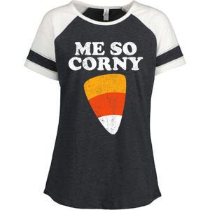 Me So Corny Halloween Funny Candy Corn Retro 80s Costume Enza Ladies Jersey Colorblock Tee