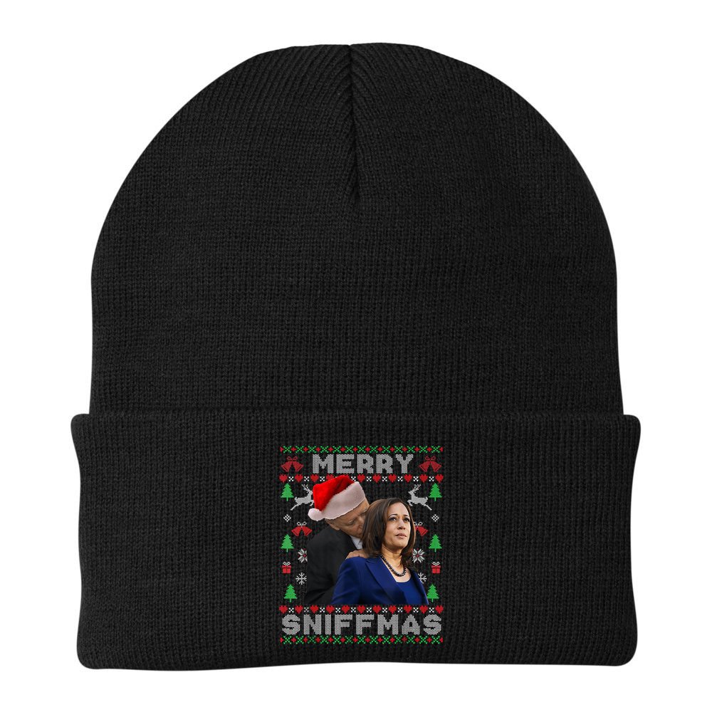Merry Sniffmas Christmas Anti Biden Ugly Xmas Family Pajamas Beanie