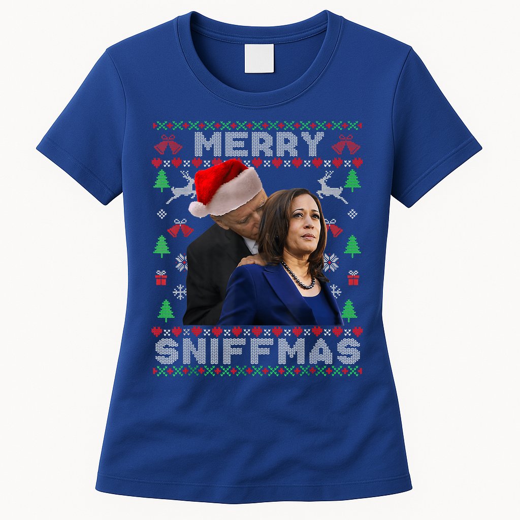 Merry Sniffmas Christmas Anti Biden Ugly Xmas Family Pajamas Womens T-Shirt