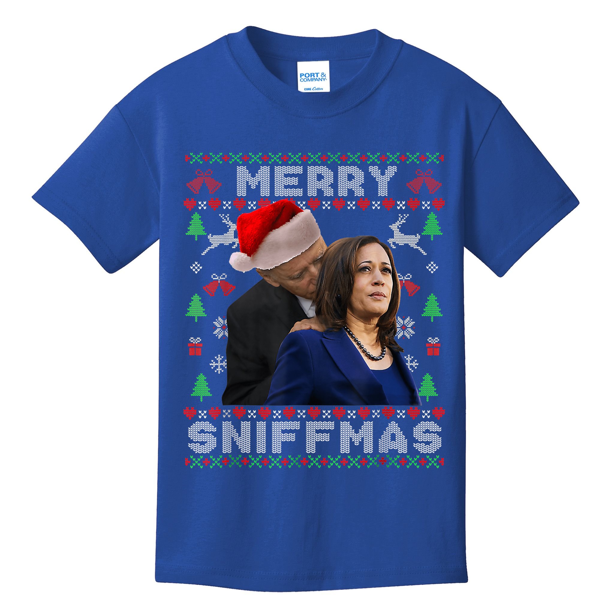 Merry Sniffmas Christmas Anti Biden Ugly Xmas Family Pajamas Kids T-Shirt