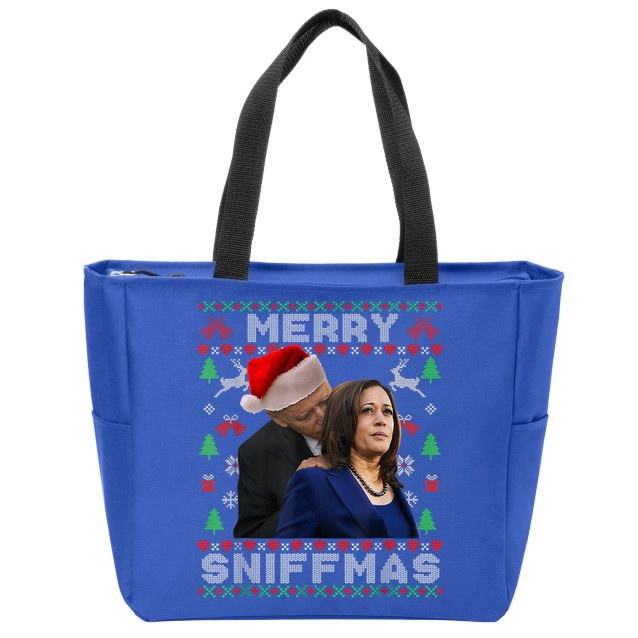 Merry Sniffmas Christmas Anti Biden Ugly Xmas Family Pajamas Zip Tote Bag