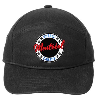Montreal Script Circle Fleur De Lys Red Text 7-Panel Snapback Hat