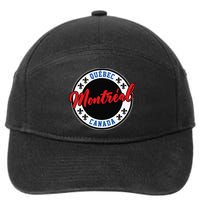 Montreal Script Circle Fleur De Lys Red Text 7-Panel Snapback Hat