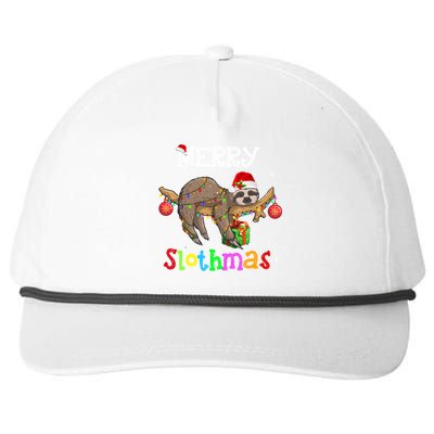 Merry Slothmas Christmas Pajama For Sloth Lovers Gift Snapback Five-Panel Rope Hat