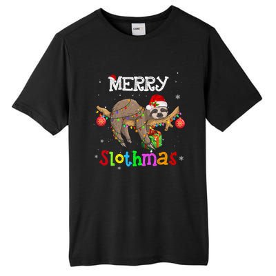 Merry Slothmas Christmas Pajama For Sloth Lovers Gift Tall Fusion ChromaSoft Performance T-Shirt