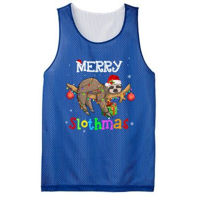 Merry Slothmas Christmas Pajama For Sloth Lovers Gift Mesh Reversible Basketball Jersey Tank