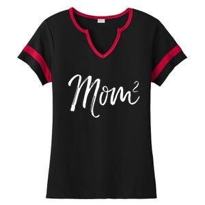 Mom Squared Cute Twin Mom Second Announcet Mom^2 Gift Ladies Halftime Notch Neck Tee