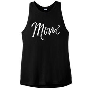 Mom Squared Cute Twin Mom Second Announcet Mom^2 Gift Ladies PosiCharge Tri-Blend Wicking Tank