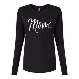 Mom Squared Cute Twin Mom Second Announcet Mom^2 Gift Womens Cotton Relaxed Long Sleeve T-Shirt