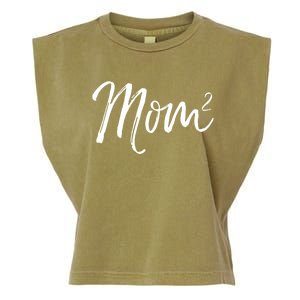 Mom Squared Cute Twin Mom Second Announcet Mom^2 Gift Garment-Dyed Women's Muscle Tee