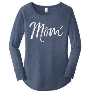 Mom Squared Cute Twin Mom Second Announcet Mom^2 Gift Women's Perfect Tri Tunic Long Sleeve Shirt