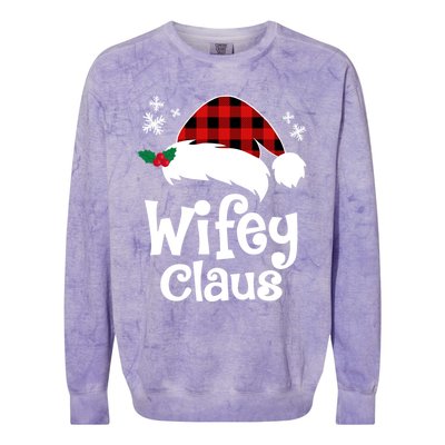 Mrs Santa Claus Funny Christmas Matching Couple Wife Fiance Gift Colorblast Crewneck Sweatshirt