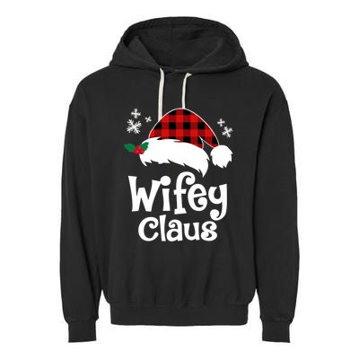 Mrs Santa Claus Funny Christmas Matching Couple Wife Fiance Gift Garment-Dyed Fleece Hoodie