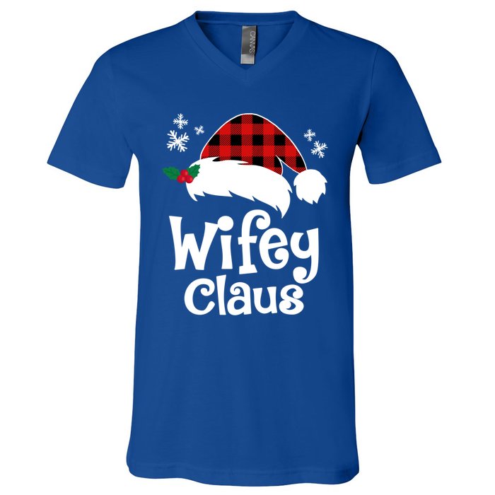 Mrs Santa Claus Funny Christmas Matching Couple Wife Fiance Gift V-Neck T-Shirt