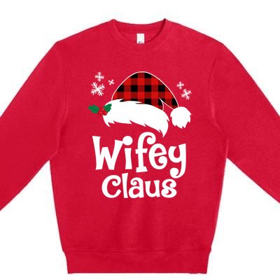 Mrs Santa Claus Funny Christmas Matching Couple Wife Fiance Gift Premium Crewneck Sweatshirt