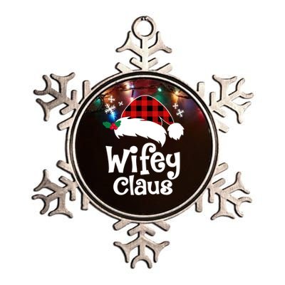 Mrs Santa Claus Funny Christmas Matching Couple Wife Fiance Gift Metallic Star Ornament