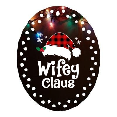 Mrs Santa Claus Funny Christmas Matching Couple Wife Fiance Gift Ceramic Oval Ornament