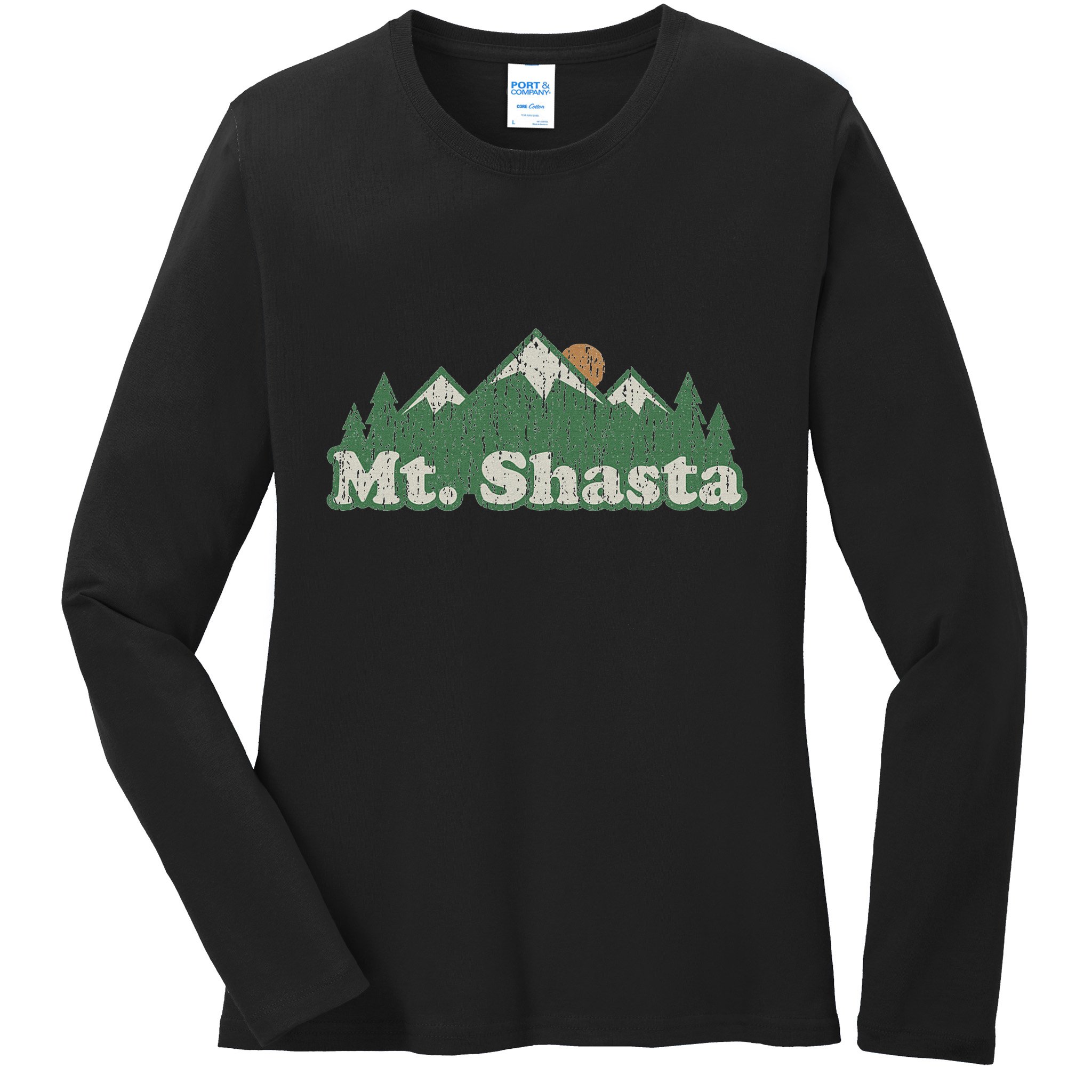 Mt. Shasta California Ca Vintage Hiking Mountains Ladies Long Sleeve Shirt