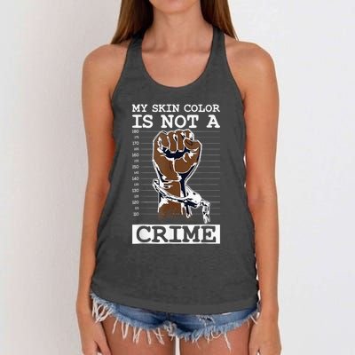 My Skin Color Is Not A Crime Black History Month Blm Women's Knotted Racerback Tank