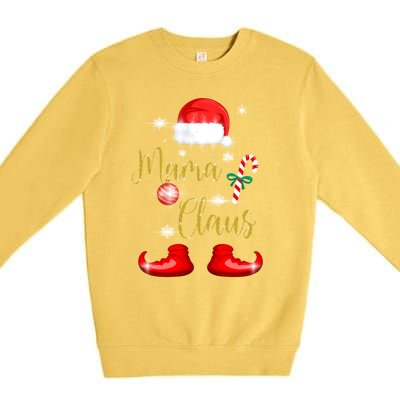 Mama Santa Claus Funny Matching Family Christmas Pjs For Mom Gift Premium Crewneck Sweatshirt