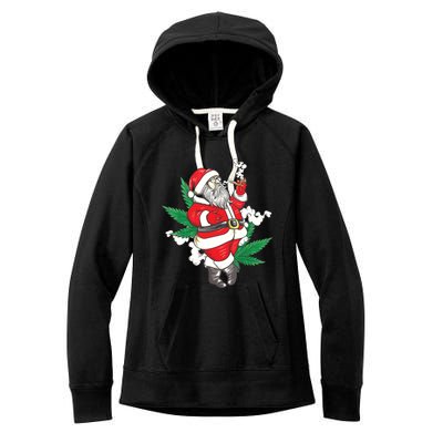 Marijuana Santa Claus Cannabis Weed 420 Christmas Gift Women's Fleece Hoodie