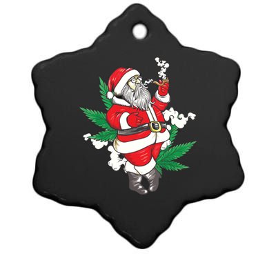 Marijuana Santa Claus Cannabis Weed 420 Christmas Gift Ceramic Star Ornament