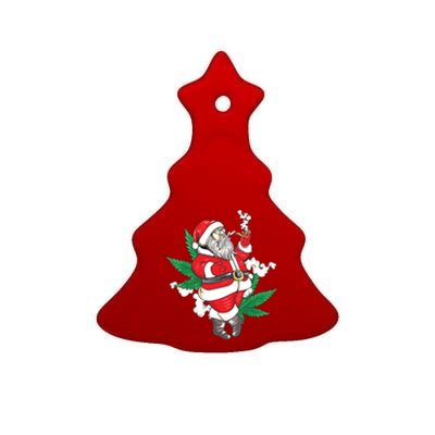 Marijuana Santa Claus Cannabis Weed 420 Christmas Gift Ceramic Tree Ornament