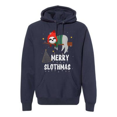 Merry Slothmas Christmas Pajama For Sloth Lovers Premium Hoodie