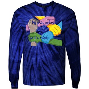 My Skin Color Is't A Crime Black Empowerment Gift Black Power Hands Tie-Dye Long Sleeve Shirt