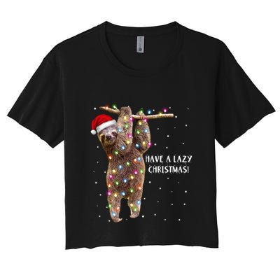 Merry Slothmas Christmas Design For Lazy Sloth Lovers Xmas Gift Crop Top