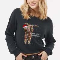 Merry Slothmas Christmas Design For Lazy Sloth Lovers Xmas Gift Cropped Pullover Crew