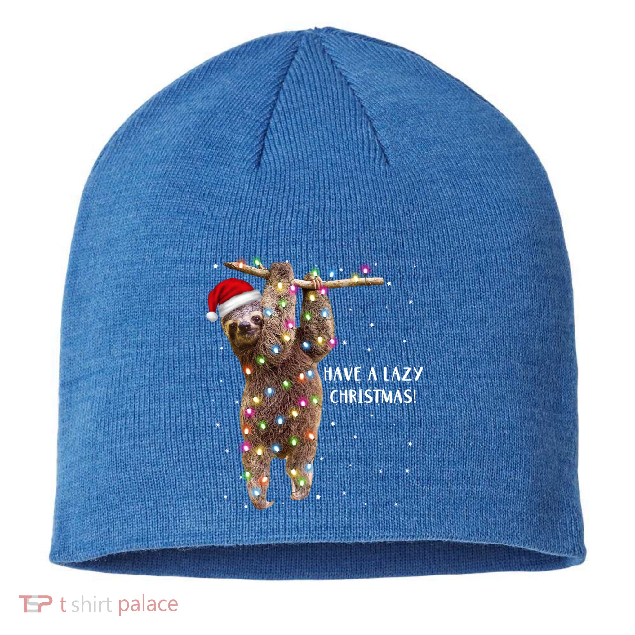Merry Slothmas Christmas Design For Lazy Sloth Lovers Xmas Gift Sustainable Beanie