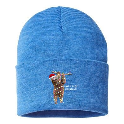 Merry Slothmas Christmas Design For Lazy Sloth Lovers Xmas Gift Sustainable Knit Beanie