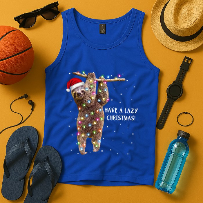 Merry Slothmas Christmas Design For Lazy Sloth Lovers Xmas Gift Tank Top