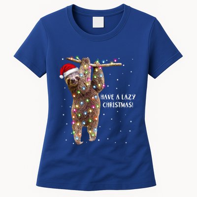 Merry Slothmas Christmas Design For Lazy Sloth Lovers Xmas Gift Womens T-Shirt