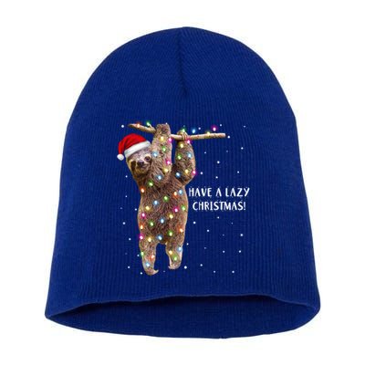 Merry Slothmas Christmas Design For Lazy Sloth Lovers Xmas Gift Short Acrylic Beanie