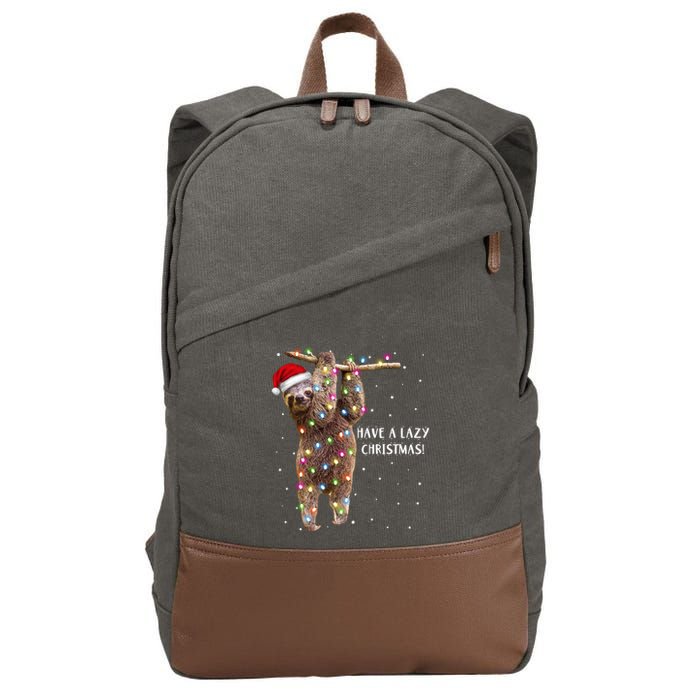 Merry Slothmas Christmas Design For Lazy Sloth Lovers Xmas Gift Cotton Canvas Backpack