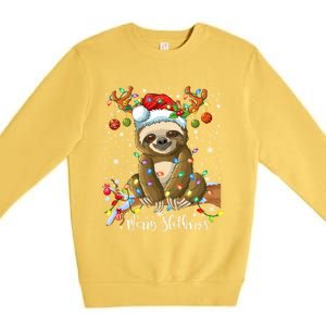 Merry Slothmas Christmas Pajama For Sloth Lovers Funny Gift Premium Crewneck Sweatshirt