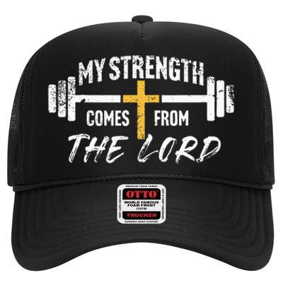 My Strength Christian Bible Verse Gym Workout High Crown Mesh Back Trucker Hat