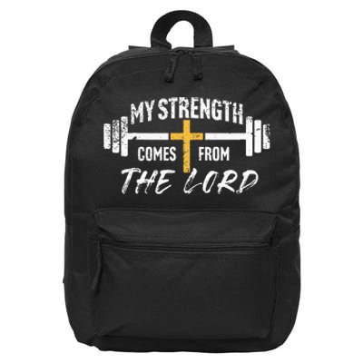 My Strength Christian Bible Verse Gym Workout 16 in Basic Backpack