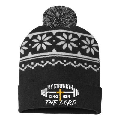 My Strength Christian Bible Verse Gym Workout USA-Made Snowflake Beanie