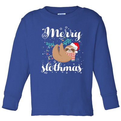 Merry Slothmas Christmas Pajama For Sloth Lovers Gift Toddler Long Sleeve Shirt