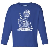 Momster Skeleton Coffee Funny Halloween Mom Mama Cute Gift Toddler Long Sleeve Shirt