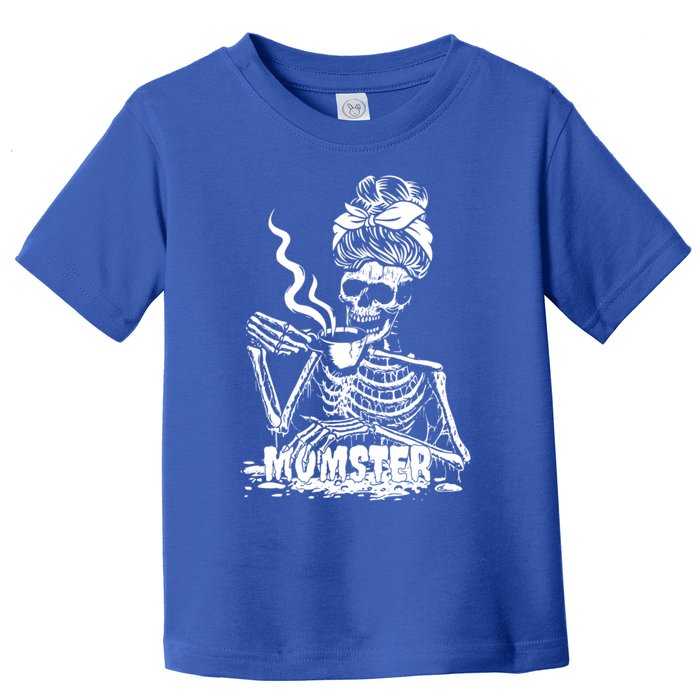 Momster Skeleton Coffee Funny Halloween Mom Mama Cute Gift Toddler T-Shirt