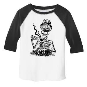 Momster Skeleton Coffee Funny Halloween Mom Mama Cute Gift Toddler Fine Jersey T-Shirt