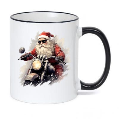 Motorcycling Santa Claus Christmas Is Coming Gift 11oz Black Color Changing Mug