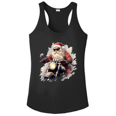 Motorcycling Santa Claus Christmas Is Coming Gift Ladies PosiCharge Competitor Racerback Tank