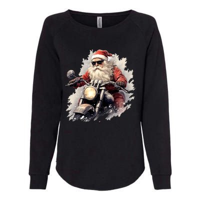 Motorcycling Santa Claus Christmas Is Coming Gift Womens California Wash Sweatshirt