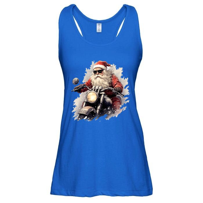 Motorcycling Santa Claus Christmas Is Coming Gift Ladies Essential Flowy Tank