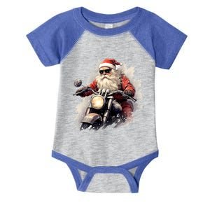 Motorcycling Santa Claus Christmas Is Coming Gift Infant Baby Jersey Bodysuit